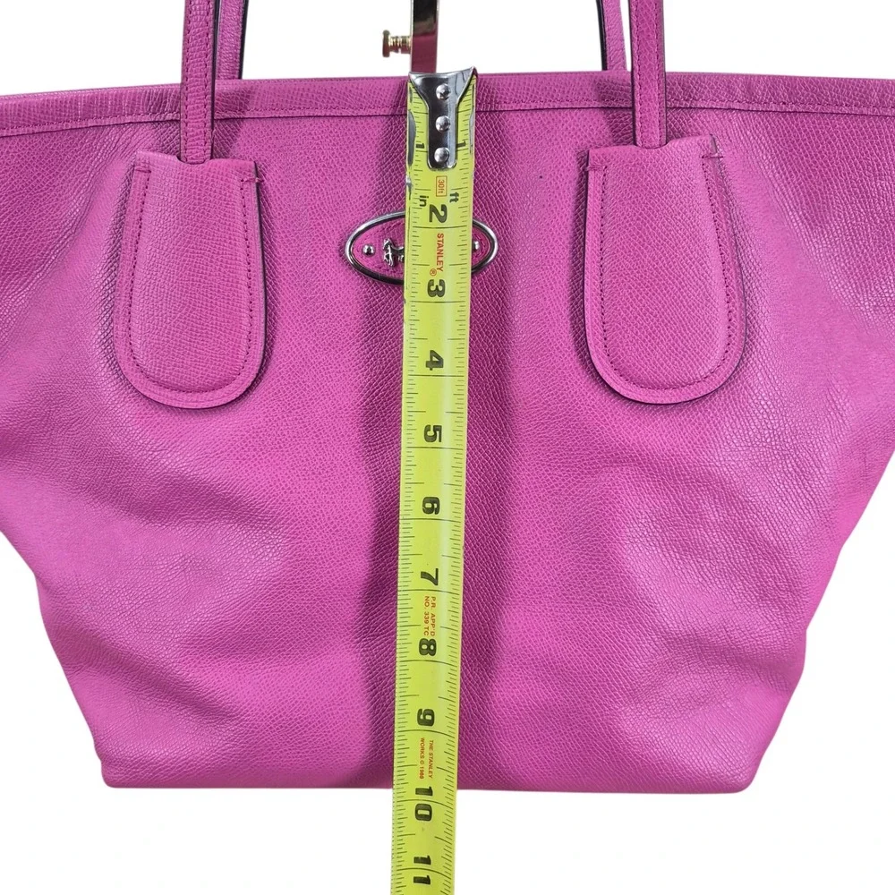 Coach Taxi Tote Pink Pebbled Leather Top Zip